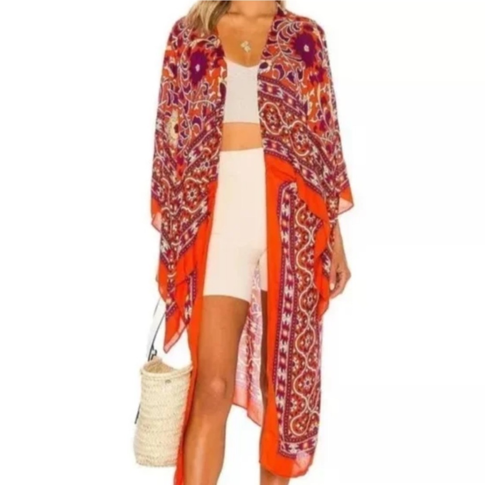 Vibrant Orange and Purple Kimono